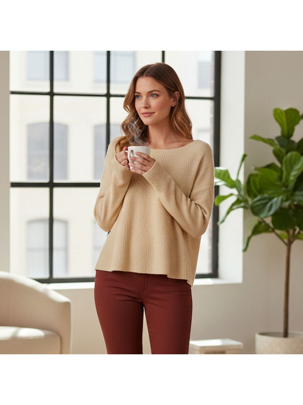 360 Cashmere Yellow/Beige Light Weight Knit Cashmere Pullover Sweater Sz Xs $334